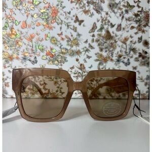 ASOS Design Beige Tan Light Tint 70s Chunky Square Oversized Sunglasses